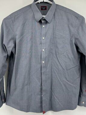 Untuckit Talk Wrinkle Free Long Sleeve Button Down Cotton Shirt Gray Men's 2XL
